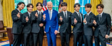 BTS posing with Joe Biden