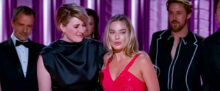 Margot Robbie and Greta Gerwig at the 2024 Golden Globes